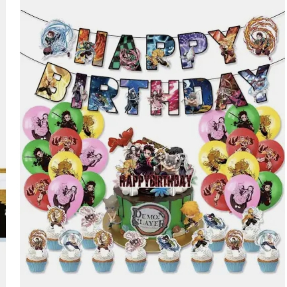 Demon Slayer Birthday Party Decoration Kit - Multicolor